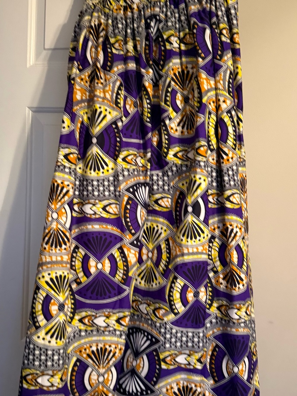 Purple & Yellow Printed Maxi Skirt - Women